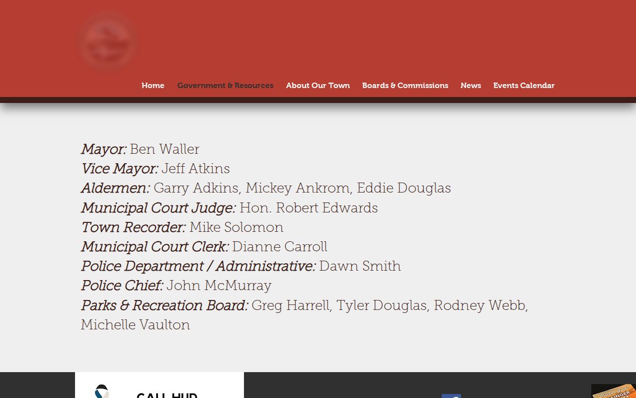 Grainger County Bean Station warrant records reference, city hall and court contact page