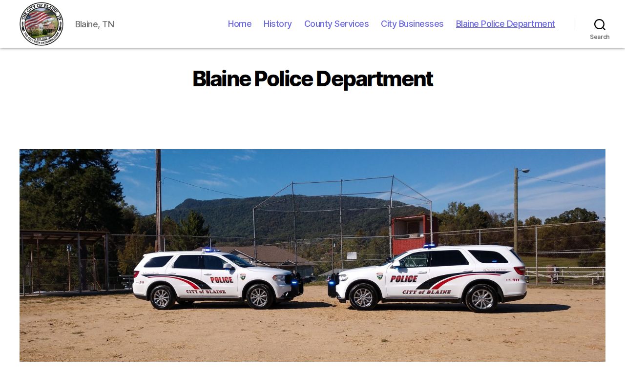 Grainger County Blaine warrant records reference, official city police contact and court-fine note